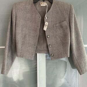 Crop grey jacket made in France from Naiman Marcus.